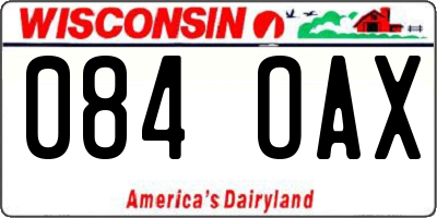 WI license plate 084OAX