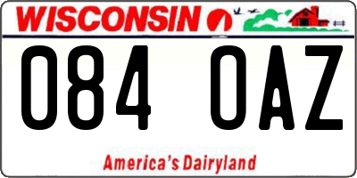 WI license plate 084OAZ
