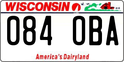 WI license plate 084OBA