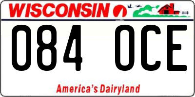 WI license plate 084OCE