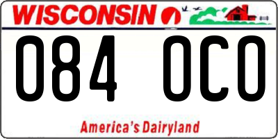 WI license plate 084OCO