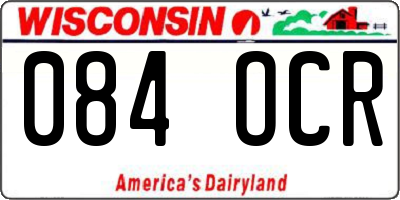WI license plate 084OCR
