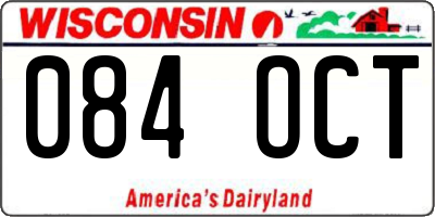WI license plate 084OCT