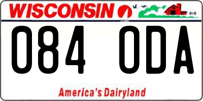 WI license plate 084ODA
