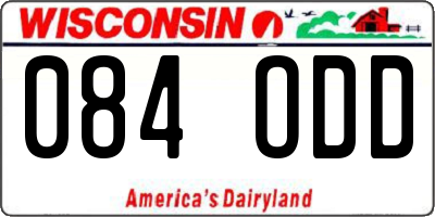 WI license plate 084ODD