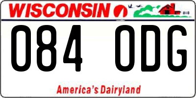 WI license plate 084ODG