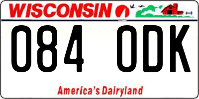 WI license plate 084ODK