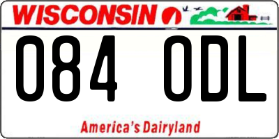 WI license plate 084ODL