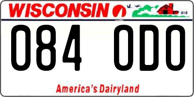 WI license plate 084ODO