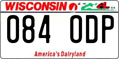 WI license plate 084ODP