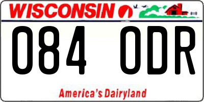 WI license plate 084ODR
