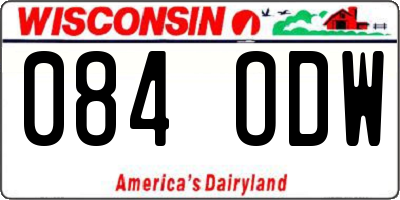 WI license plate 084ODW