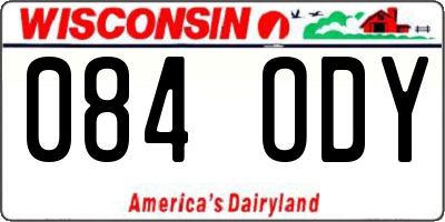 WI license plate 084ODY