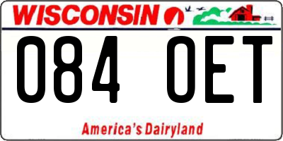 WI license plate 084OET