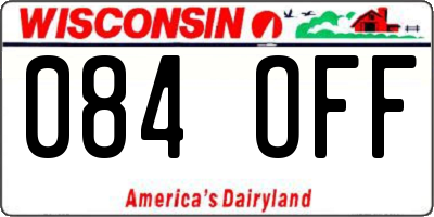 WI license plate 084OFF