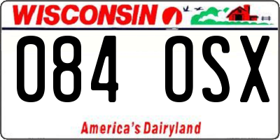 WI license plate 084OSX