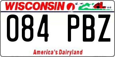 WI license plate 084PBZ