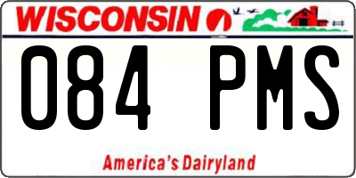 WI license plate 084PMS
