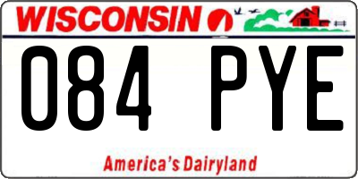 WI license plate 084PYE