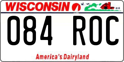 WI license plate 084ROC