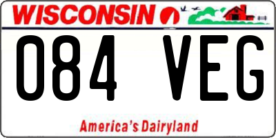 WI license plate 084VEG