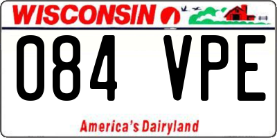 WI license plate 084VPE