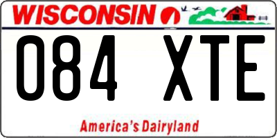 WI license plate 084XTE