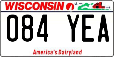 WI license plate 084YEA