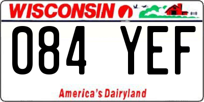 WI license plate 084YEF