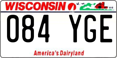 WI license plate 084YGE