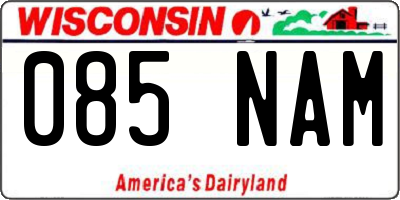 WI license plate 085NAM