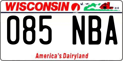 WI license plate 085NBA