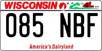 WI license plate 085NBF