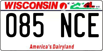WI license plate 085NCE