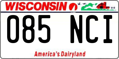 WI license plate 085NCI