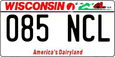 WI license plate 085NCL