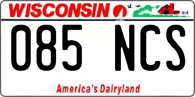WI license plate 085NCS