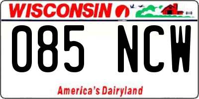 WI license plate 085NCW