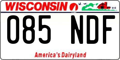 WI license plate 085NDF