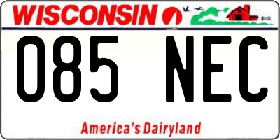 WI license plate 085NEC