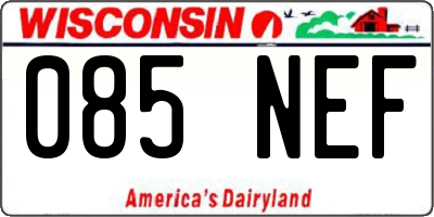 WI license plate 085NEF