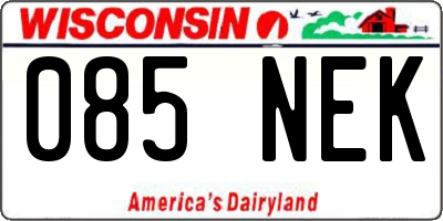 WI license plate 085NEK