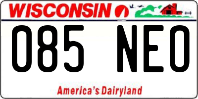 WI license plate 085NEO