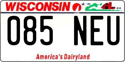 WI license plate 085NEU