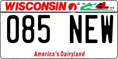 WI license plate 085NEW