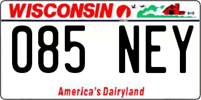 WI license plate 085NEY