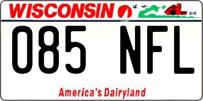 WI license plate 085NFL