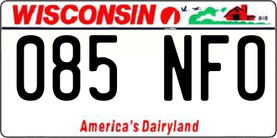 WI license plate 085NFO