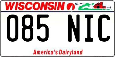 WI license plate 085NIC