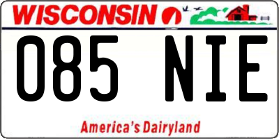 WI license plate 085NIE